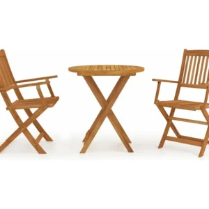 3 peças conjunto jantar dobrável para jardim madeira acácia maciç Clicnbuy
