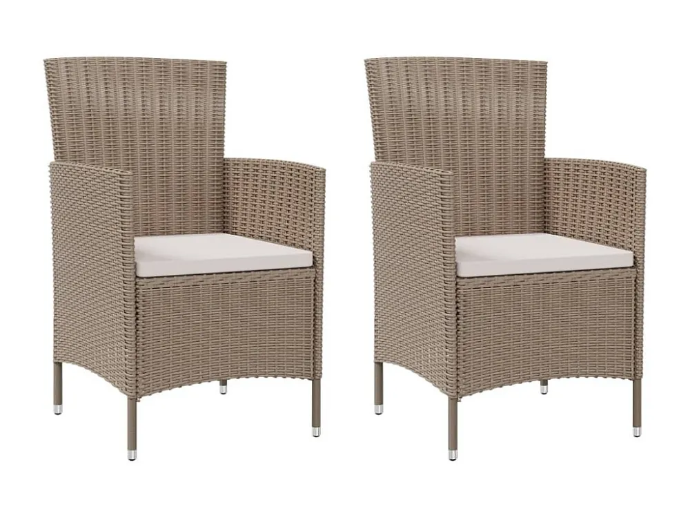 3 peças conjunto de jantar para exterior com almofadões vime PE bege Clicnbuy