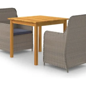 3 peças conjunto de jantar para jardim castanho Clicnbuy