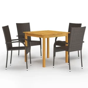 5 peças conjunto de jantar para jardim castanho Clicnbuy