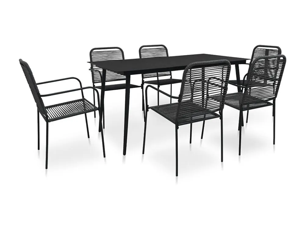 7 peças conjunto de jantar para jardim corda de algodão e ço preto Clicnbuy