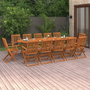 13 peças conjunto de jantar para jardim madeira de acácia maciç Clicnbuy