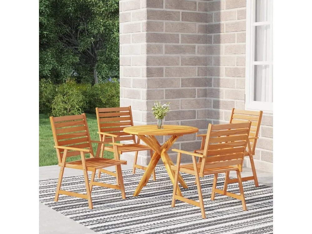 5 peças conjunto de jantar para jardim madeira de acácia maciç Clicnbuy
