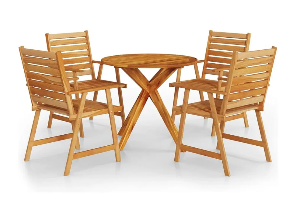 5 peças conjunto de jantar para jardim madeira de acácia maciç Clicnbuy