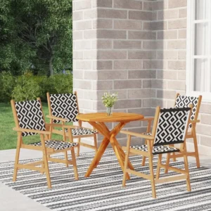 5 peças conjunto de jantar para jardim madeira de acácia maciç Clicnbuy