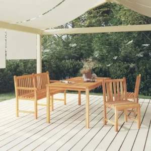4 peças conjunto de jantar para jardim madeira de teca maciç Clicnbuy