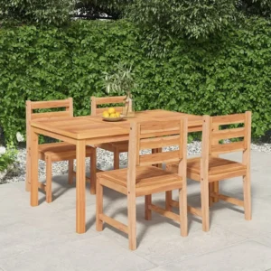 5 peças conjunto de jantar para jardim madeira de teca maciç Clicnbuy