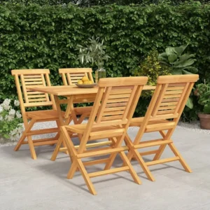 5 peças conjunto de jantar para jardim madeira de teca maciç Clicnbuy