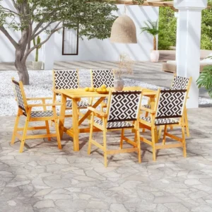 7 peças conjunto de jantar para jardim madeira de acácia maciç Clicnbuy