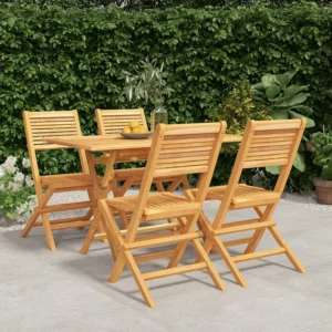 5 peças conjunto de jantar para jardim madeira de teca maciç Clicnbuy