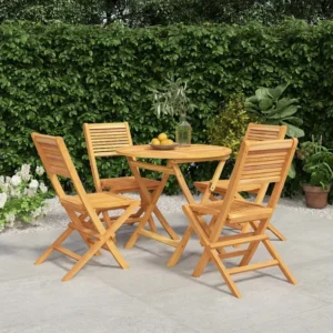 5 peças conjunto de jantar para jardim madeira de teca maciç Clicnbuy
