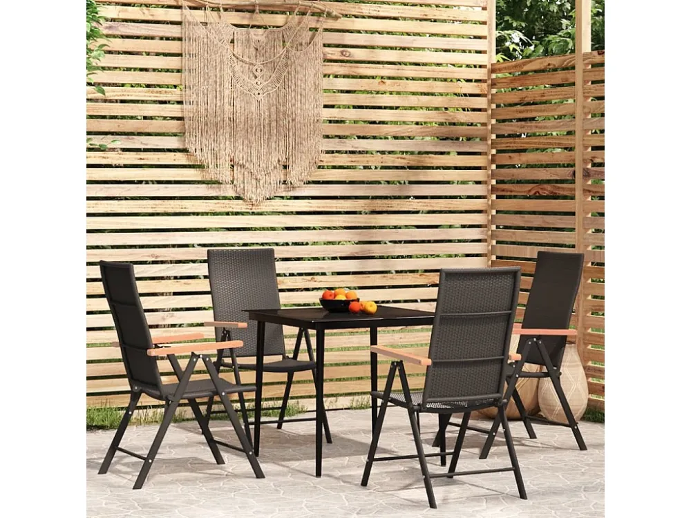 5 peças Conjunto de jantar para jardim preto Clicnbuy