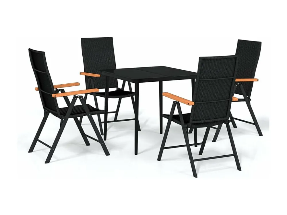 5 peças Conjunto de jantar para jardim preto Clicnbuy