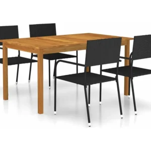 5 peças conjunto de jantar para jardim preto Clicnbuy