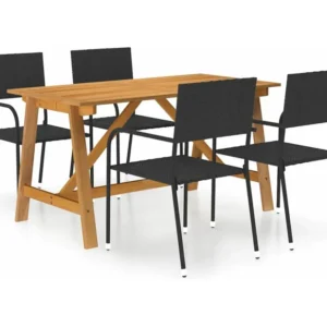 5 peças conjunto de jantar para jardim preto Clicnbuy