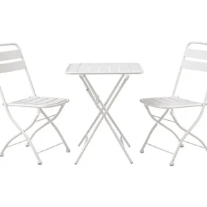 Estosa - Conjunto de mesa e cadeiras dobráveis ​​de jardim Mia branco PRIVATE GARDEN