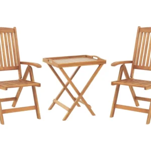 Acacia Wood Bistro Set Light JAVA com Mesa e 6 Cadeiras