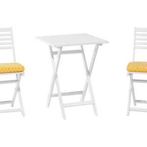 Acacia Wood Garden Bistro Set Yellow Cushions Branco FIJI