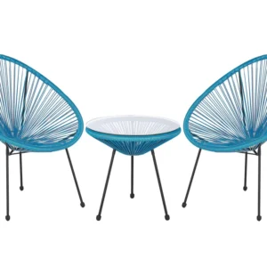 Conjunto de Exterior em PE Rattan Bistro Set Azul ACAPULCO II