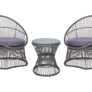 Conjunto de Jardim PE Rattan Bistro Set Taupe MESYNA