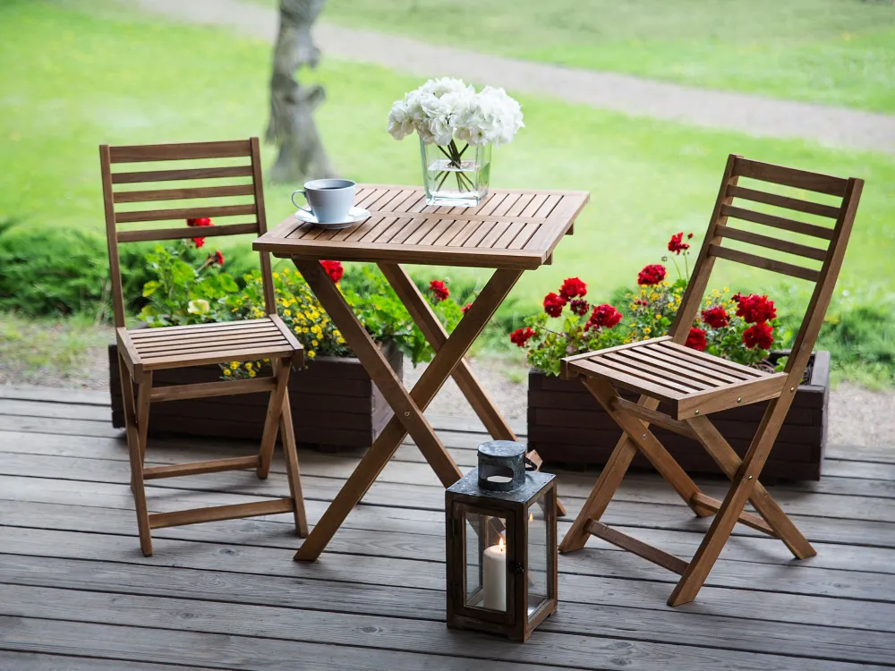 Conjunto Premium de Acacia Wood Garden Bistro Set FIJI