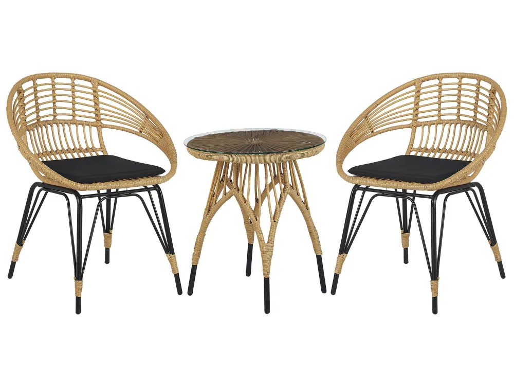 Conjunto Premium de PE Rattan Bistro Set Natural Onix PELLARO