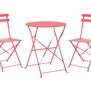 Conjunto de Rattan Sintético Steel Garden Bistro Set Vinho FIORI