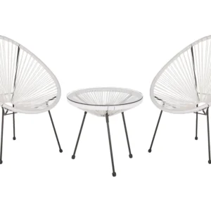 Design Ergonômico de PE Rattan Bistro Set Marfim ACAPULCO II