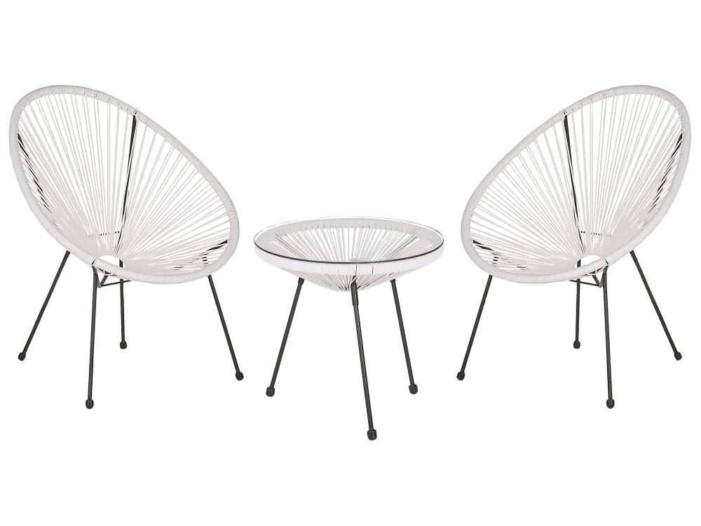 Design Ergonômico de PE Rattan Bistro Set Marfim ACAPULCO II