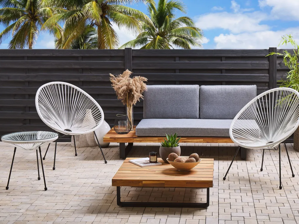 Design Ergonômico de PE Rattan Bistro Set Marfim ACAPULCO II