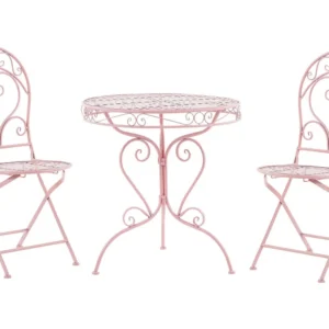 Metal Garden Bistro Set Rosa ALBINIA