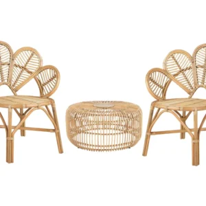 Rattan Bistro Set Genuíno FLORENTINE II / RANDAZZO com Guarda-sol Incluso