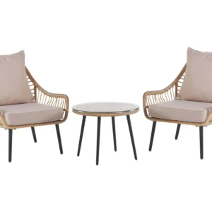 PE Rattan Bistro Set Natural Bege claro LAURETO