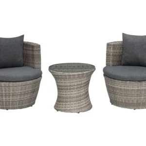 PE Rattan Garden Bistro Set Grey CAPRI | ço Inoxidável