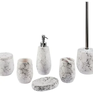 Conjunto de 6 acessórios de casa de banho em cerâmica creme CALLELA para Banheiro Moderno