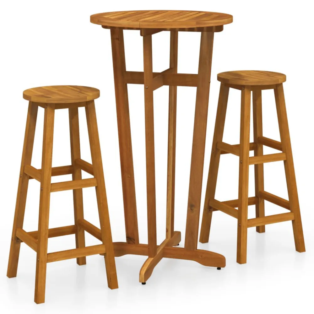Conjunto de bar 3 pcs madeira de acácia maciç com Estofados Removíveis