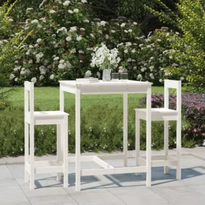 Conjunto de Jardim 3 peças conjunto de bar para jardim pinho maciço branco