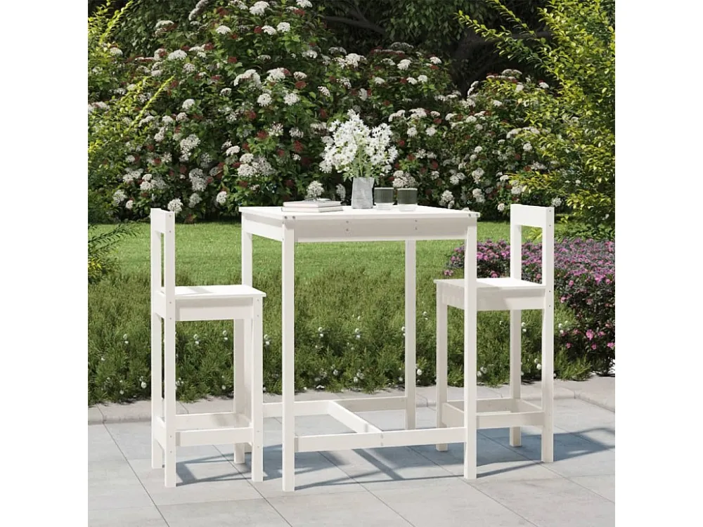 Conjunto de Jardim 3 peças conjunto de bar para jardim pinho maciço branco