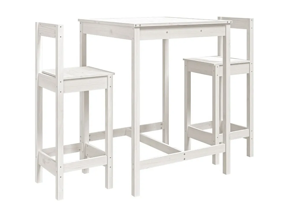 Conjunto de Jardim 3 peças conjunto de bar para jardim pinho maciço branco