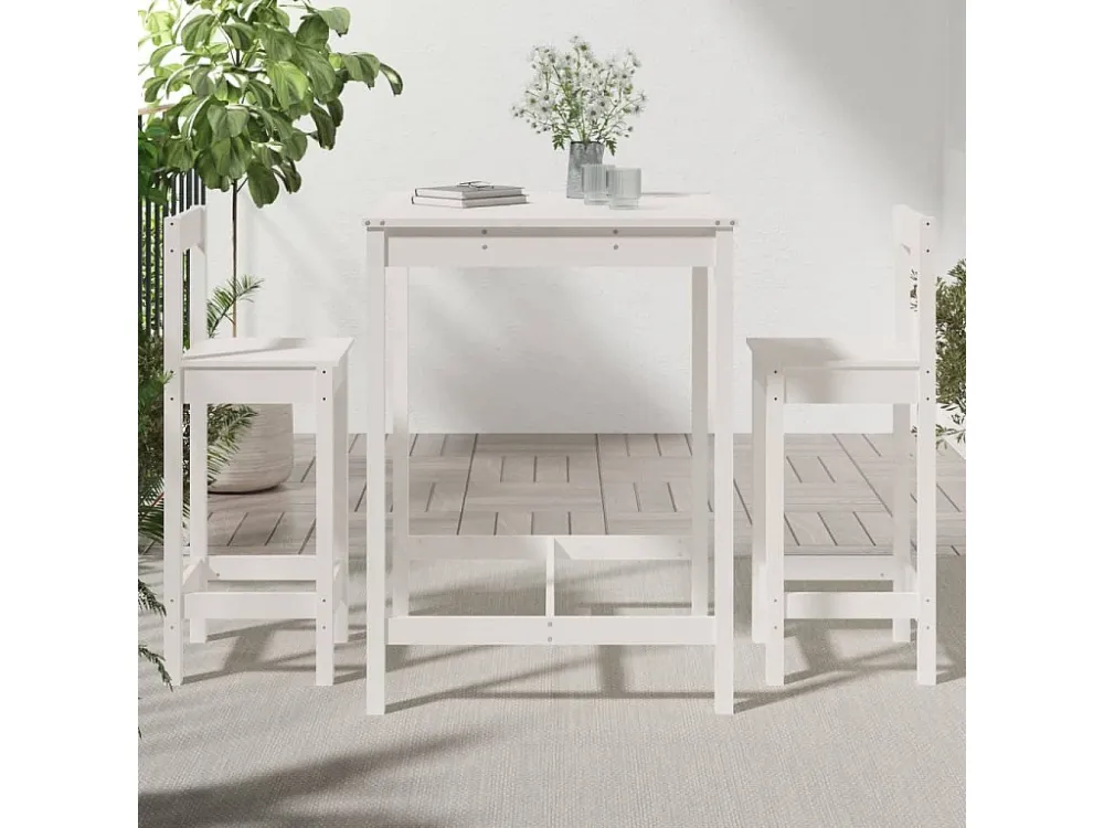 Conjunto de Jardim 3 peças conjunto de bar para jardim pinho maciço branco