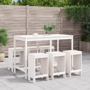 Conjunto de Jardim 7 peças conjunto de bar para jardim pinho maciço branco