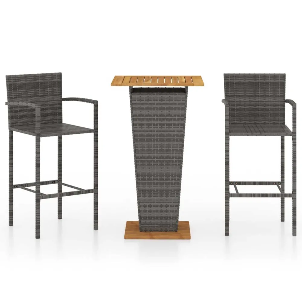 Conjunto Modular para 3 pcs conjunto de bar para jardim cinzento