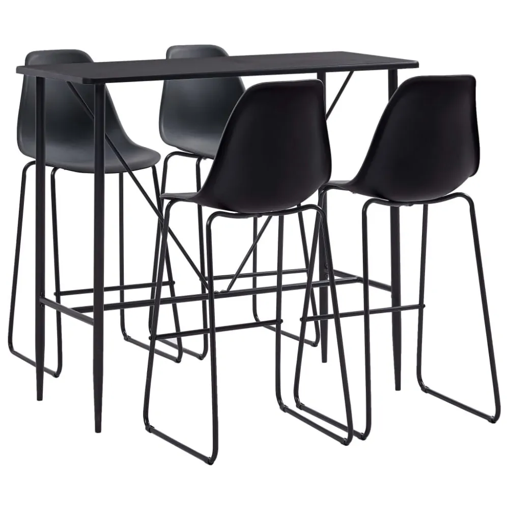 Conjunto de Rattan Sintético 5 pcs conjunto de bar plástico preto