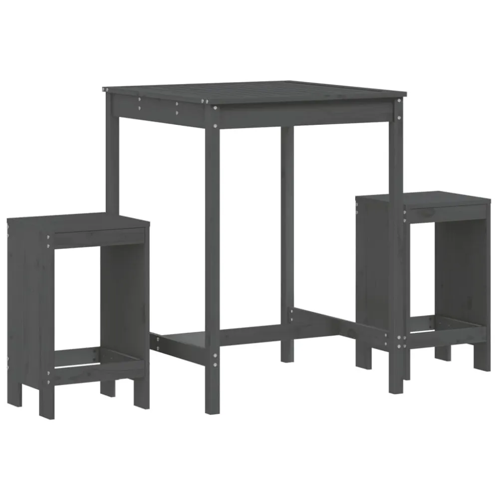 Conjunto de Relaxamento 3 pcs conjunto de bar para jardim pinho maciço cinzento