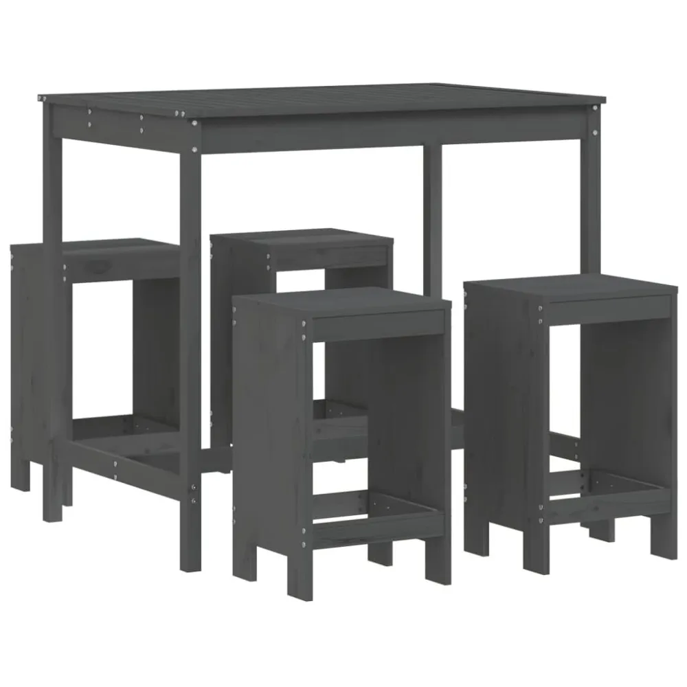 Conjunto de Relaxamento 5 pcs conjunto de bar para jardim pinho maciço cinzento