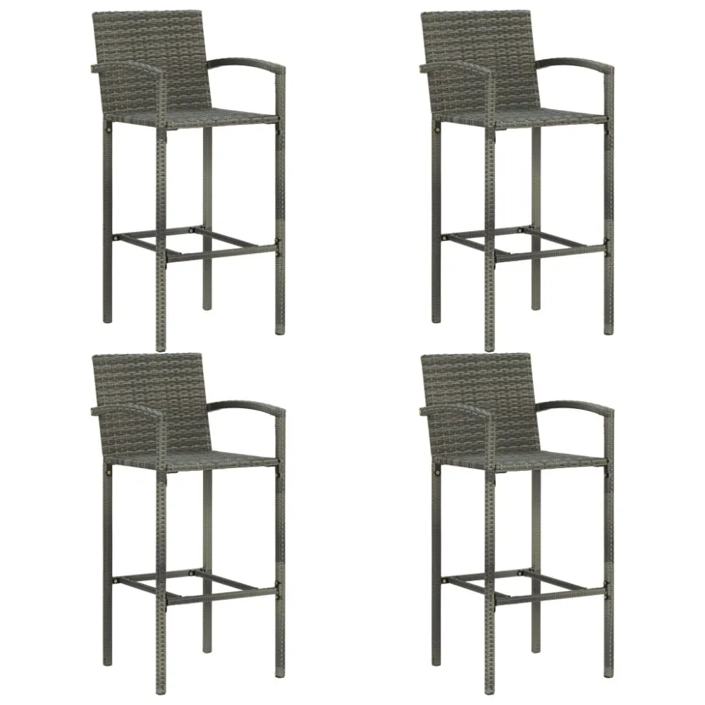 5 pcs conjunto de bar exterior com apoio de braços vime PE cinza Fácil Manutenção