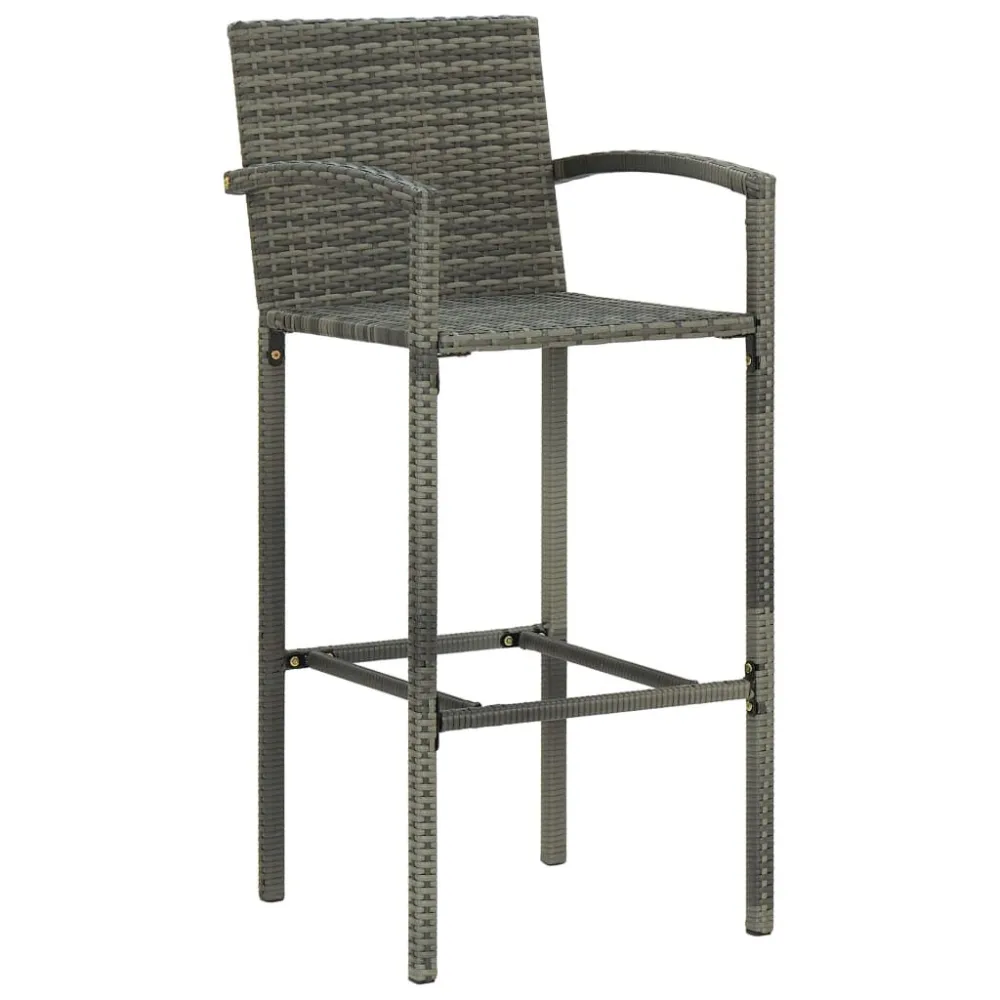 5 pcs conjunto de bar exterior com apoio de braços vime PE cinza Fácil Manutenção