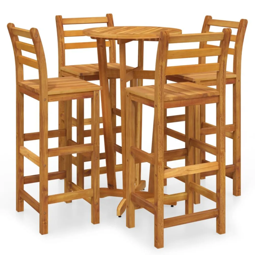 Resistente à Intempérie 5 pcs conjunto de bar para jardim madeira de acácia maciç