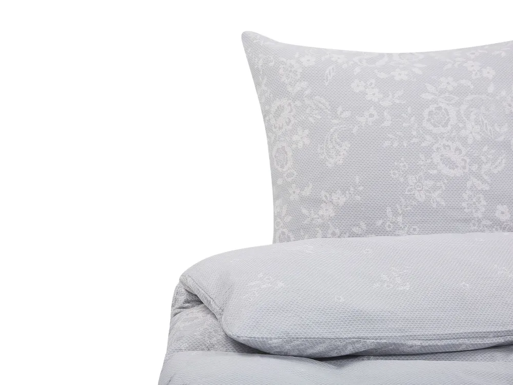 Capa com Zíper Conjunto de capas de edredão em algodão acetinado cinzento 155 x 220 cm MORNINGSIDE