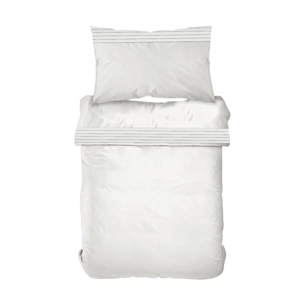 Conjunto Capa Edredão Algodão Percal Branco Nervuras para Troca de Estação
